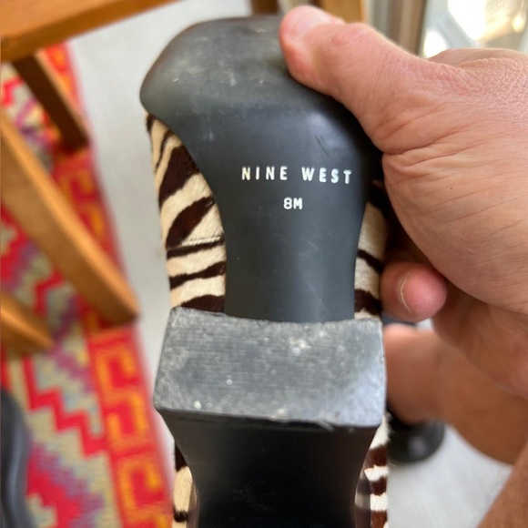 Nine West Zebra Pumps Square Toe block heel 90s - Picture 14 of 16